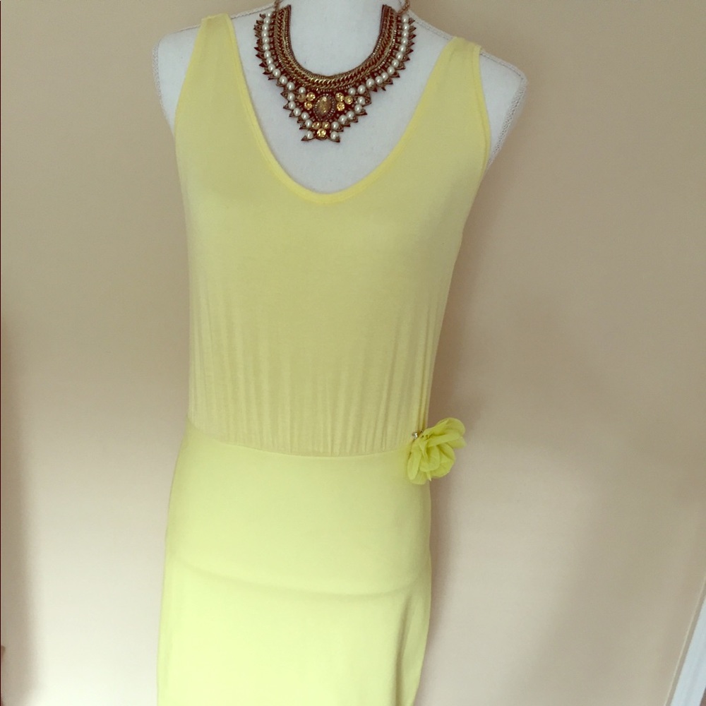 Yellow Flower Embellished Dress